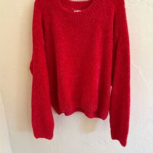 New White Birch Vibrant Red Crew Neck Sweater